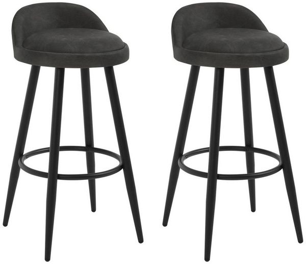 WOLTU BH327an-2 Barhocker 2er Set Barstuhl Hocker Tresenhocker Bistrohocker Designer Hocker mit Lehne und Fußstütze aus Kunstleder Metall, Anthrazit
