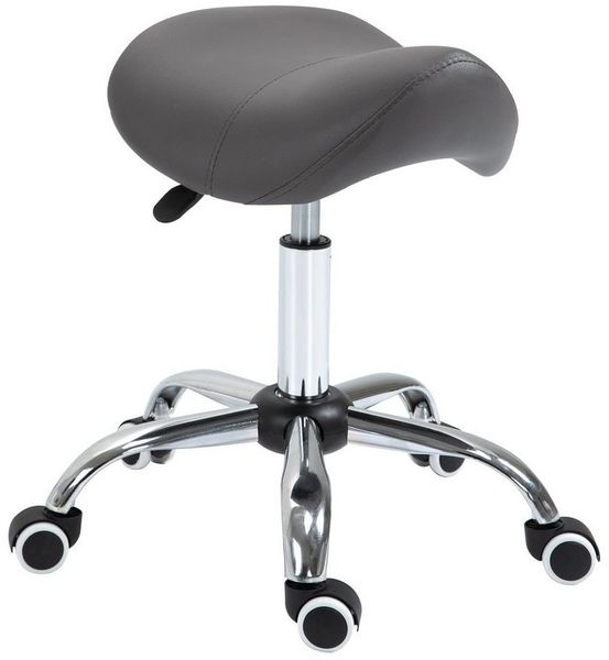 HOMCOM Rollsitz Höhenverstellbarer Salonhocker Drehhocker mit Rädern (Kosmetikhocker, 1 St, Arbeitshocker), Grau 52 x 53 x 49-61 cm