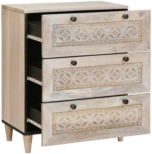 vidaXL Sideboard Weiß 60 x 33 x 75 cm massives Mangoholz 4018119