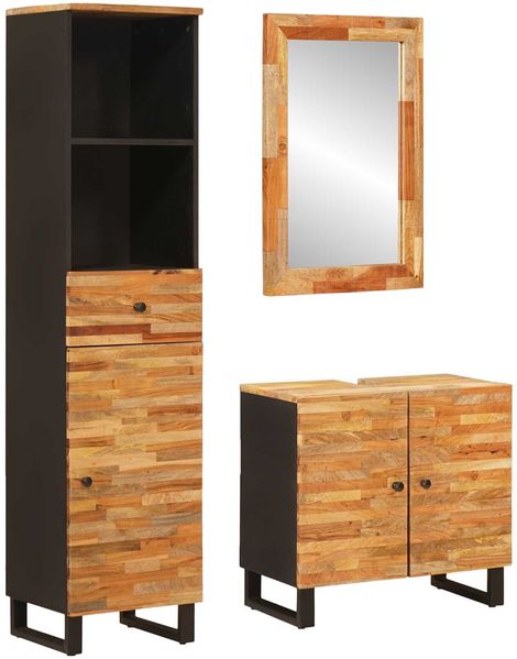 vidaXL Badezimmer Sets mit Schubladen mit Regal Natur Massivholz Mango 3310103