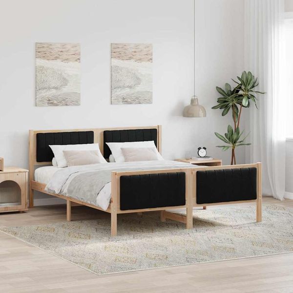 vidaXL Bettgestell Braun und Schwarz 150 x 200 cm Massivholz Kiefer 3394315