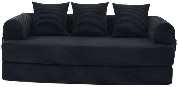 LVHOM Loungesofa faltbar mit Schlaffunktion, Stabil-/abnehmbarer Außenrahmen aus Metall, frei kombinierbar, Liege- oder Klappsofa, 3 Kissen, Hochelastischer Schaumstoff, weicher Cordstoff, Praktische Seitentaschen zur Aufbewahrung, Ideal für flexible R...
