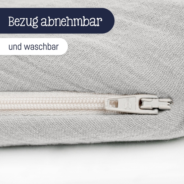 Julius Zöllner Stillkissen Musselin, 100% Musselin-Baumwolle, gefüllt mit EPS-Perlen grau, 190 Bild 3