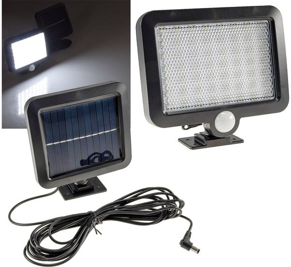 LED Solar Wandleuchte m. Bewegungsmelder 300lm, 6000K, Akku, externe Solarzelle