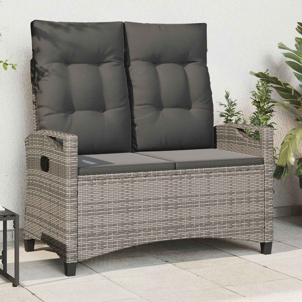vidaXL Gartenbank mit Kissen Grau und Dunkelgrau 105 x 60 x 112 cm 42026852