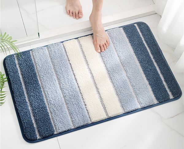 Vivi Idee Badematte Badteppich, TPR-Gummi rutschfest beschichtet, 50x80cm, Streife, Oberflächenmaterial 100% Polyester, strapazierfähig, rechteckig