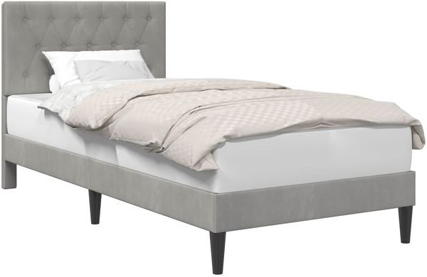 vidaXL Bettrahmen mit Kopfteil Hellgrau 100 x 200 cm Samt 42027643 Bild 2