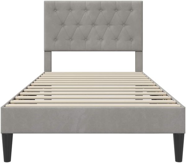 vidaXL Bettrahmen mit Kopfteil Hellgrau 100 x 200 cm Samt 42027643 Bild 4
