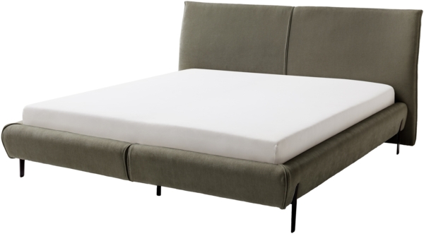 Polsterbett >Pula< in Blaugrau, 180x200 cm Liegefläche - 215x106x228cm (BxHxT)