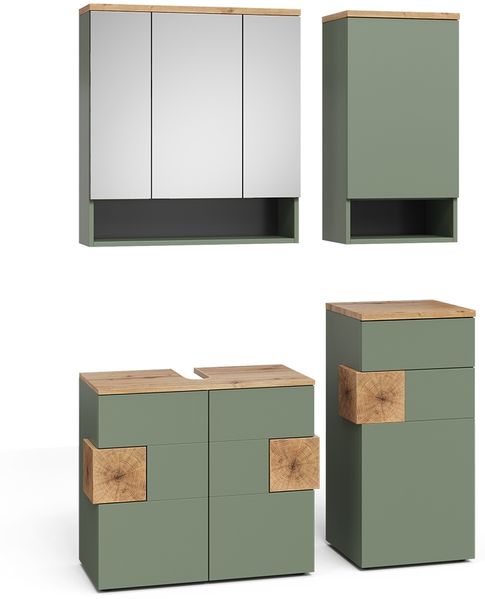 Badmöbel-Set Eden Grün/Artisan 4 Teile Vicco