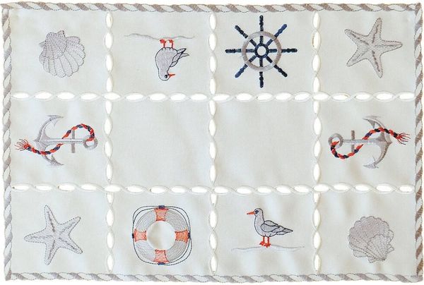 matches21 HOME & HOBBY Tischdecke Tischdeckchen NINA maritime Stickerei & Cutouts Polyester 30 x 45 cm (1-tlg), Pflegeleicht & waschbar bei 30 °C