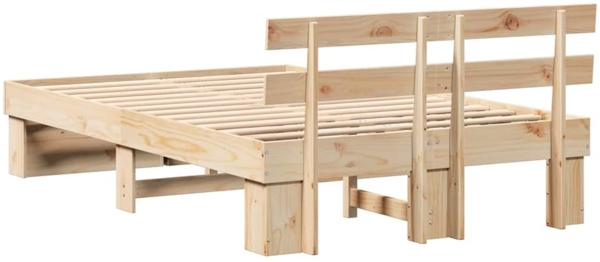 vidaXL Bettrahmen mit Kopfteil Braun 140 x 190 cm Massives Kiefernholz 872488 Bild 6