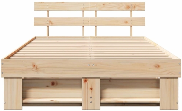 vidaXL Bettrahmen mit Kopfteil Braun 140 x 190 cm Massives Kiefernholz 872488 Bild 4