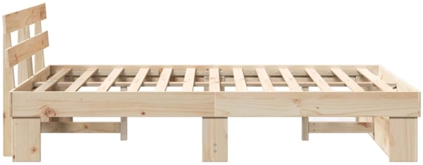 vidaXL Bettrahmen mit Kopfteil Braun 140 x 190 cm Massives Kiefernholz 872488 Bild 5