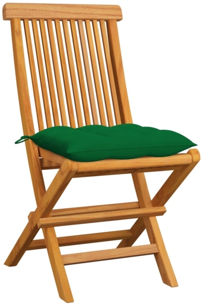 vidaXL Gartenstühle mit Grünen Kissen 6 Stk. Massivholz Teak 3065610