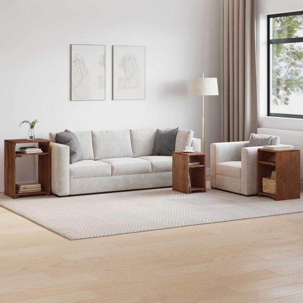 vidaXL Akzenttisch mit Regal 3 pcs Braun Massives Mahagoni Holz 42012363