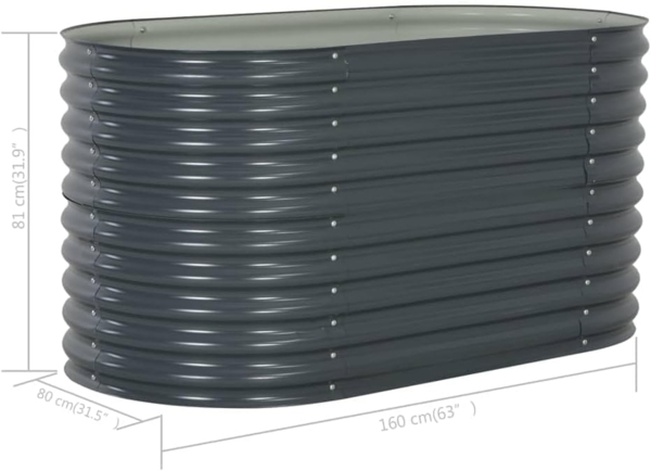 DELUKE® rundes Hochbeet für Garten BLUMO Verzinkter Stahl Hochbeet Metall Gartenbeet rund Kräuterbeet Blumenbeet Frühbeet für Garten Gemüsebeet, 160x80x81cm, Grau Bild 2