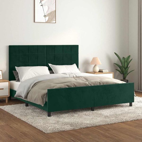 vidaXL Bettgestell ohne Matratze Dunkelgrün 160x200 cm Samt 3125766