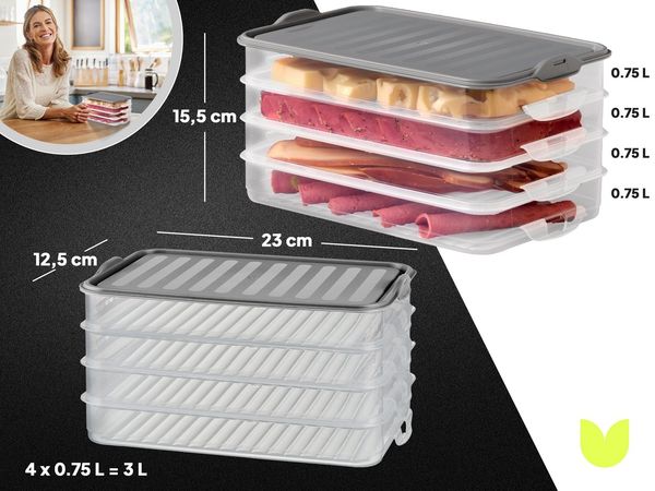uandu home Frischhaltedose Aufschnittboxen für Kühlschrank, Wurst Aufbewahrung Kühlschrank, (Aufschnittbox Stapelbar, Kühlschrank Organizer, BPA Frei Kunststoff, Frischhaltedosen mit Deckel, Aufschnittdosen), BPA Frei, Dishwasher Safe, Reusable