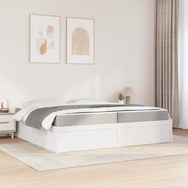 vidaXL Bett mit Matratze Weiß 200x200 cm Massivholz Kiefer 3281923 Bild 2