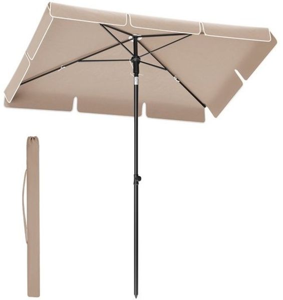Songmics Sonnenschirm mit Aufbewahrungstasche, ohne Ständer, UPF 50+, Stahl / Polyester, Taupe, 230 x 150 cm Bild 2