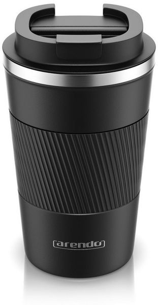 Arendo Thermobecher 350 ml Kaffee Becher to go mit Deckel aus Edelstahl, Thermal Mug 0,3L, 1-tlg, Edelstahl SUS304 innen, SUS201 außen, Kunststoffdeckel (BPA-frei), hält 12h heiß & 6h kalt, doppelwandig, 100% auslaufsicher, Coffe-to-go