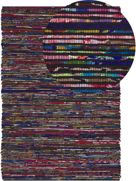 Teppich bunt-schwarz 140x200 cm Kurzflor BARTIN