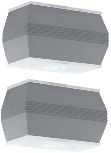 2er Set LED Wandlampen, Alu, silber, Glas, Up & Down, L 18 cm