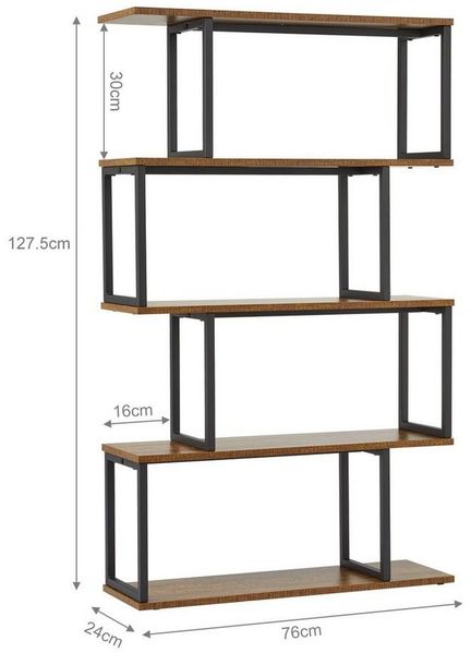 Mondeer Bücherregal Standregal, mit Metallrahmen, 76x24x127.5cm, Braun Bild 3
