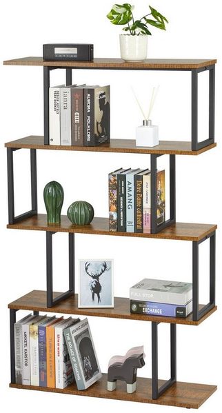 Mondeer Bücherregal Standregal, mit Metallrahmen, 76x24x127.5cm, Braun Bild 2
