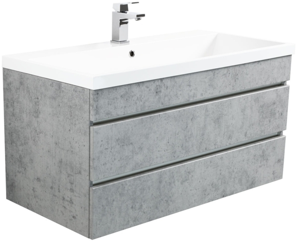 Badmöbel Via 100 SoftClose beton mit grifflosen Schubladen : Beton