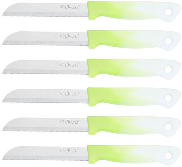6 Stück Küchenmesser 18 cm mit ergonomischem Griff - vielseitig & pflegeleicht, Hellgrün