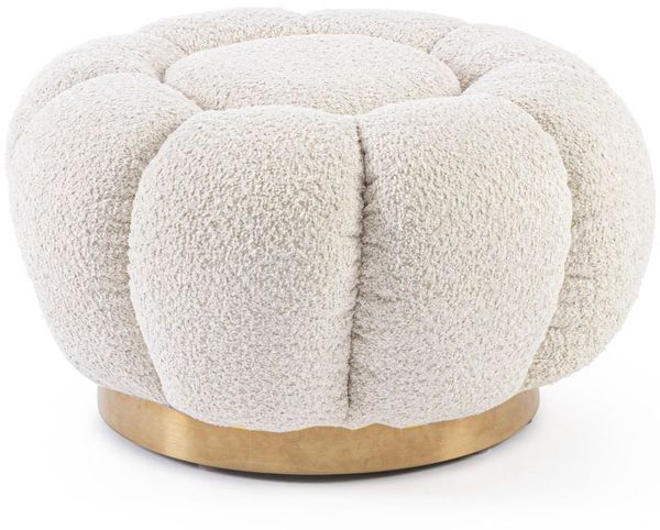 Pouf Florel aus Boucle-Stoff, Natur, 65 x 65 x 35 cm