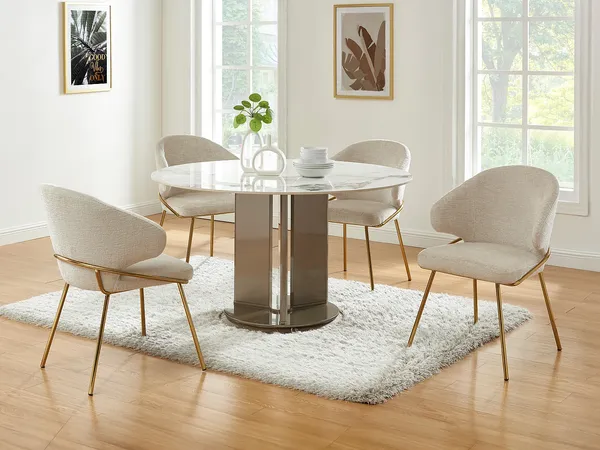 Vente-unique - LUXIVA Stuhl Stoff Beige - B 62 cm x H 85 cm x L 60 cm