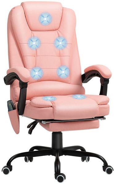 Vinsetto Schreibtischstuhl mit 7 Punkt Massage, mit Liegefunktion, Fernbedienung (Bürostuhl, 1 St), 120 kg belastbar, für Arbeitszimmer, Büro, Rosa