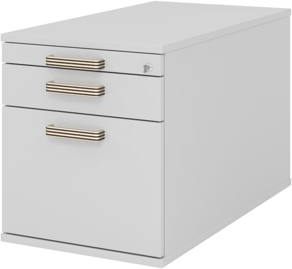 bümö Rollcontainer mit Hängeregister für Hängeordner, Container abschließbar in grau - Rollwagen mit Hängeregistratur als Schreibtisch Unterschrank od. Bürocontainer m. Streifengriffe, TC20-5-5-SG