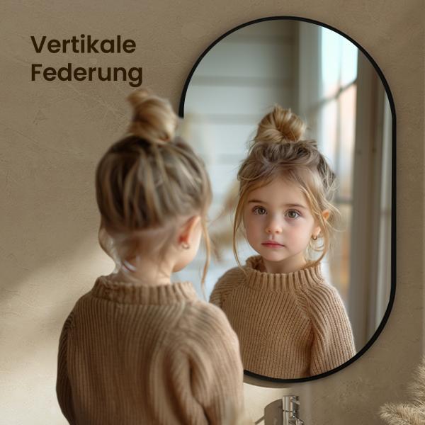 EMKE Badspiegel Elliptisch Wandspiegel 60x80cm Schwarz Aluminum Frame Spiegel Badezimmerspiegel Bild 2