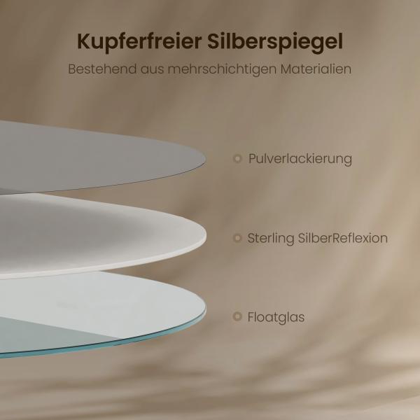 EMKE Badspiegel Elliptisch Wandspiegel 60x80cm Schwarz Aluminum Frame Spiegel Badezimmerspiegel Bild 3