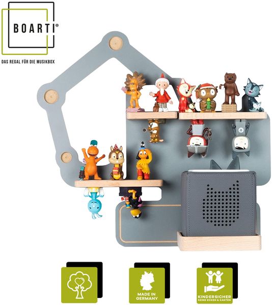 Boarti 'Bagger' Tonies-Regal, Holz grau, 44x39 cm
