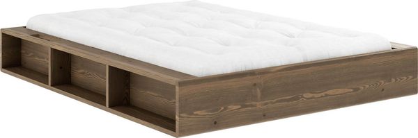 Karup Design Futonbett Bettgestell Ziggy Bed – FSC® Massivholz Futonbett, excl. Matratze, mit 6 offenen Fächern, Ablagefläche und minimalistischer Eleganz
