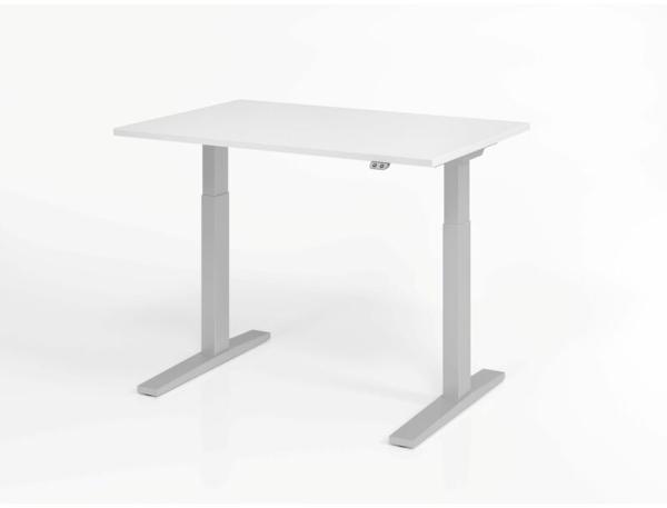 Sitz-Steh-Schreibtisch elektrisch 120x80cm Weiß/Silber