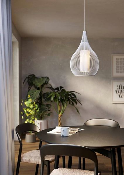 Eglo 900829 Hängeleuchte RAZONI 1 Stahl weiss E27 1X40W H:110cm Ø42. 5cm dimmbar