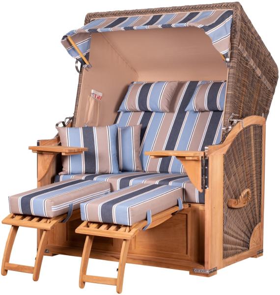 Strandkorb - bene living - Schaalsee Teak - PE grau - Modell 580 - inkl. Liftersystem