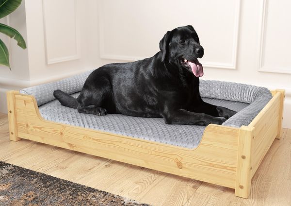 Hundebett für große Hunde 100x60 Kiefer Tierbett V-30-32-K-100x60Rollrost inkl.