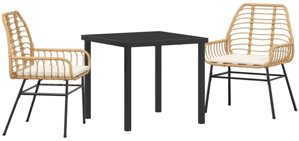 vidaXL Garten Essgruppe 3 pcs Braun Poly-Rattan 3380862