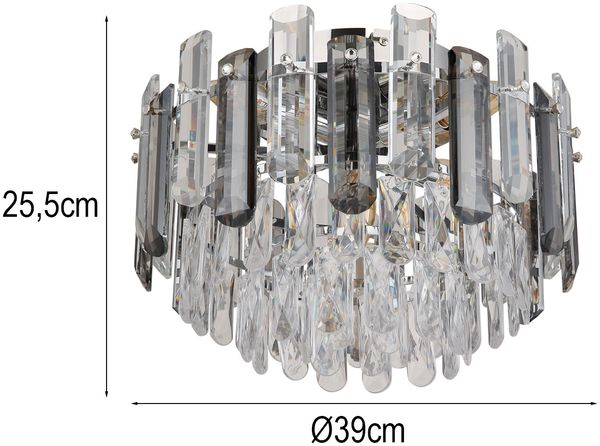 LED Deckenleuchte mit Acryl Kristallen und Rauchglas Stäben, Ø 39cm Bild 4
