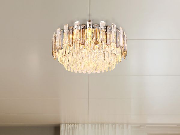 LED Deckenleuchte mit Acryl Kristallen und Rauchglas Stäben, Ø 39cm