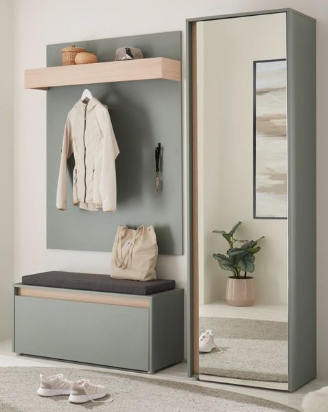 Garderobe Set 4-tlg. Center in Salbei und Eiche 170 x 200 cm