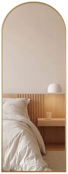 Hopibath Standspiegel groß Gold 150x50 cm Ganzkörperspiegel Oval (Garderobenspiegel Bogenspiegel Hochspiegel, 5mm HD Glas, mit Alurahmen), Explosionsgeschutz, Umweltschutz