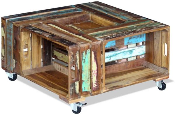 vidaXL Couchtisch Altholz Massiv 70x70x35 cm 243306